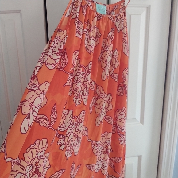 True Destinations Orange Floral Maxi Dress Coverup XS - Picture 10 of 13
